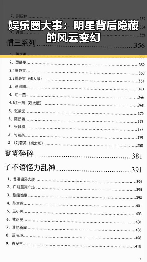 娱乐圈大事:明星背后隐藏的风云变幻