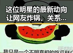 这位明星的最新动向让网友炸锅,关系变动引发广泛猜测🔥
